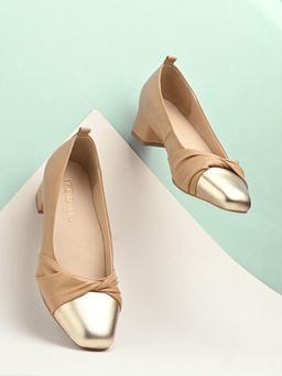 MIORAH - Zyra Women Gold Casual Leather Pumps
