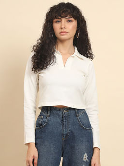Trend Arrest - White Polo Crop Top