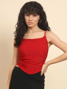 Trend Arrest - Red Party Wear Cowl Top