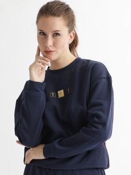 RAREISM - Suzie Navy Blue Solid Sweatshirt