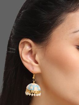 Yellow Chimes - Gold-Plated Meenakari Jhumka Earrings (Pack of 3)