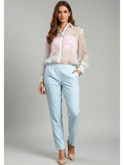 ORNAMAAS - Lotus Pink and White Satin Floral Printed Shirt