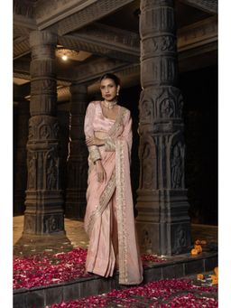 MONK & MEI - Blush Pink Hansini Pre-Draped Saree with Stitched Blouse