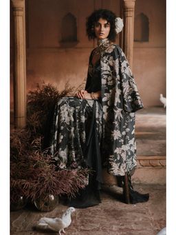 Paulmi & Harsh - Navy Blue Pre Drape Saree with Stitched Blouse and jacket