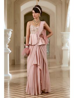 Paulmi & Harsh - Pink Paola Pre Drape Saree with Stitched Blouse
