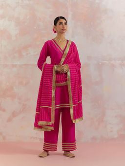 The Indian Cause - Pink Kali Short Kurta (Set of 3)