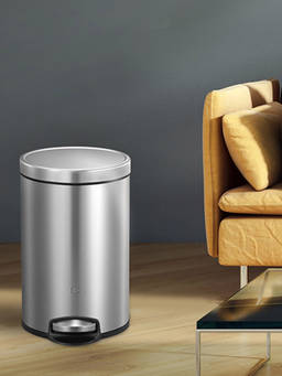 OBSESSIONS - Fingerprint Resistant Stainless Steel Step Dustbin with Liner, 20 Litres, Metallic