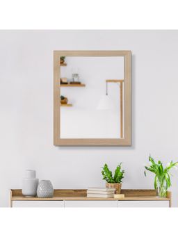 HomeTown - Carnival MDF Natural Wood Textured Frame Wall Mirror in Light Brown Colour