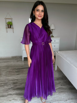 Torsha - Purple Solid Maxi Dress
