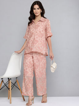 Scoup - Pink Jacquard Embroidered Co-Ord-Set