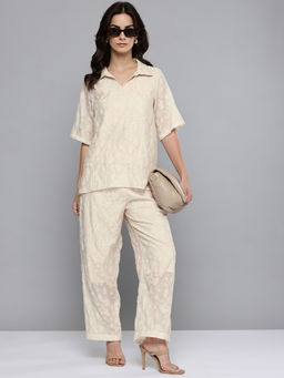 Scoup - Cream Jacquard Embroidered Co-Ord-Set