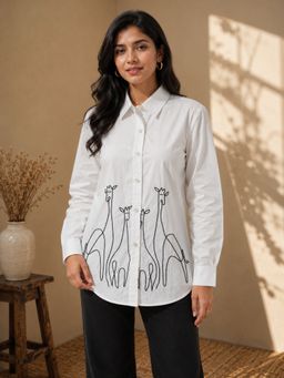 UNIMODA - White The Fine Hands Hand-Embroidered Poplin Shirt