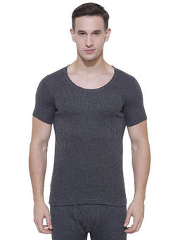 Bodycare - Men Round Neck Half Sleeves Charcoal Mélange Top