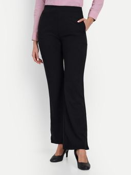 BROADSTAR - Women High-Rise Stretchable Black color Flared Fit Bootcut Pant