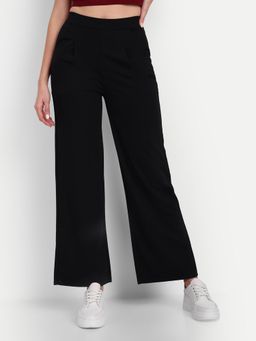 BROADSTAR - Women High-Rise Stretchable Black color Loose Fit Pant