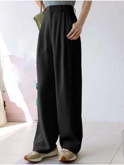 BROADSTAR - Women High-Rise Stretchable Black color Straight Fit Trouser