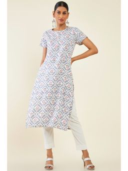Soch - Women Grey Rayon Printed Kurta