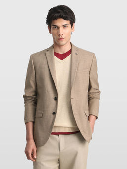 Arrow - Brown Men Heathered Body Tailored Regular Fit Blazer