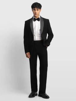 Arrow - Black Men Body Tailored Regular Fit Tuxedo Suit Blazer with Trouser