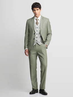 Arrow - Green Men Dobby Ceremony Three Piece Suit Blazer with Trouser and Waistcoat