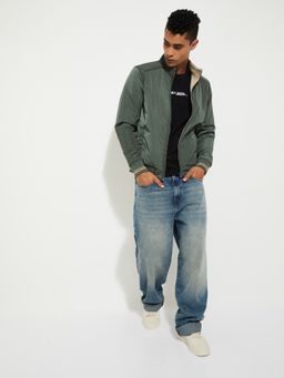 max - Green URB_N Men Solid Reversible Jacket