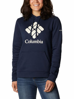 Columbia - Womens Navy Blue Blended Fabric Full Sleeve Hoodie Sweatshirt