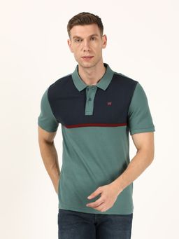 Wrangler - Men Green Colo Block Polo T-Shirt