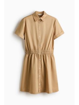 H&M - Women Beige Short-Sleeved Shirt Dress