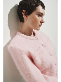H&M - Women Pink Mohair-Blend Shoulder-Pad Cardigan