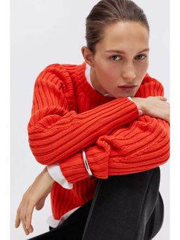 H&M - Women Red Rib-Knit Jumper