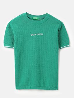 United Colors of Benetton - Green Self Design Regular Fit Sweater