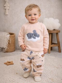 Mi Arcus - Peach Printed Regular Sweatshirt with Pyjama