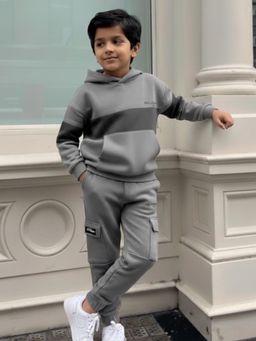 Napchief - Grey Printed Relaxed Hoodie with Joggers