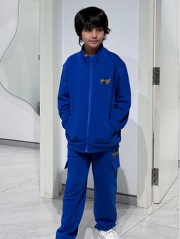 Napchief - Blue Printed Relaxed Jackets with Joggers