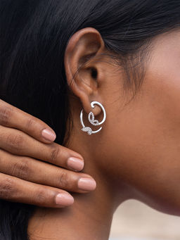 Shaya by CaratLane - 925 Silver Shaya by CaratLane Soar Freely Butterfly Earrings In Rhodium Plated