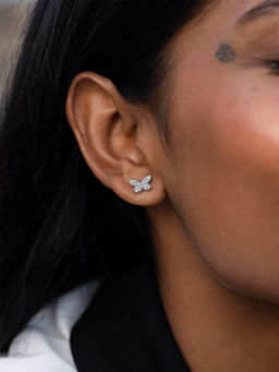 Shaya by CaratLane - Break Free Butterfly Earrings In Rhodium Plated 925 Silver