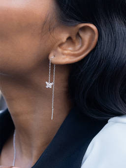 Shaya by CaratLane - 925 Silver Shaya by CaratLane Fluttering Wings Butterfly Sui Dhaga Earrings In Rhodium Plated