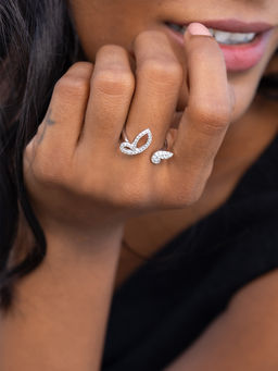 Shaya by CaratLane - Fly On Butterfly Ring In Rhodium Plated 925 Silver