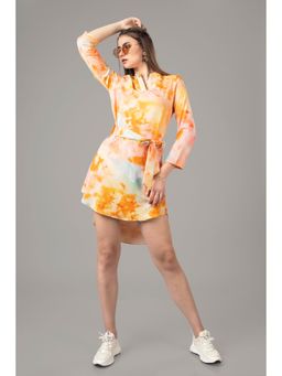 NEOFAA - Trendy High Low Hem Belt Dress (Set of 2)