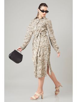 NEOFAA - Leopard Print Shirt Dress For Women (Set of 2)