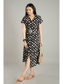NEOFAA - Trendy Humming Polka Belt Shirt Dress For Women (Set of 2)