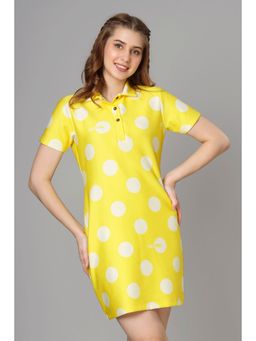 NEOFAA - Smart Polka Dots Printed Polo Dress For Women