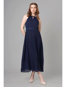NEOFAA - Designer Blue Pleated Dress For Women