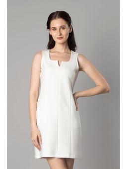 NEOFAA - Women White Solid A-Line Short Dress