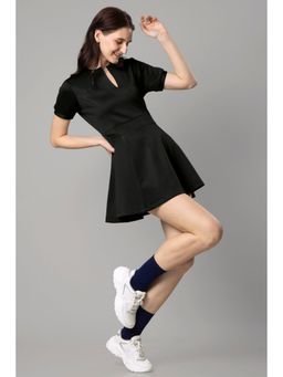NEOFAA - Womens Plain Mini Skater Dress for Urban Chic