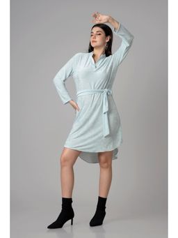 NEOFAA - Women Self Tie Lurex Velvet Shirt Dress (Set of 2)