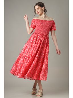 NEOFAA - Off-The-Shoulder Tiered Smocked Maxi Dress