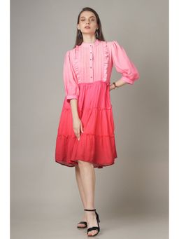 NEOFAA - Pink Tiered Shirt Dress