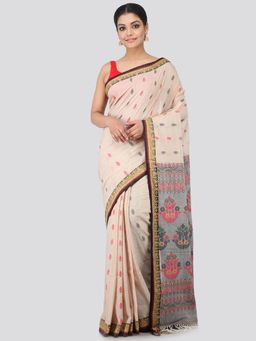 PinkLoom - Women's Cotton Saree With Unstitched Blouse Piece