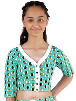 D'chica - Thermal Fabric Blue Bee Printed Top For Girls
